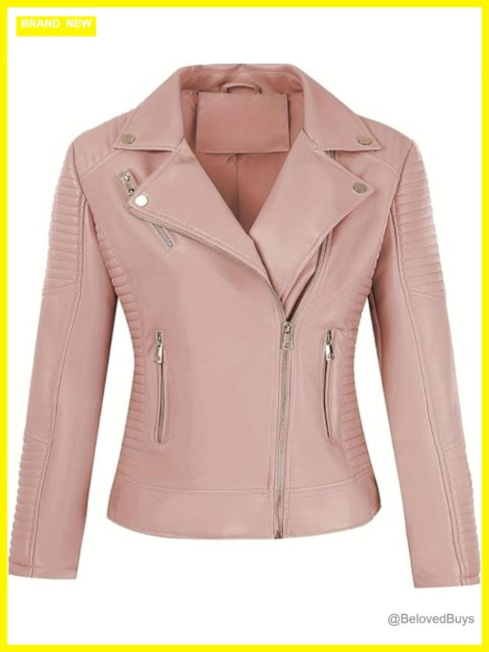 Women's Faux Leather Motorcycle Jacket Short PU Casual Coat